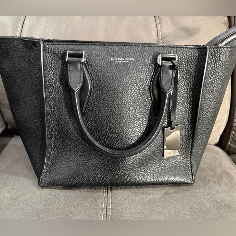 Michael Kors Collection Black Leather Satchel